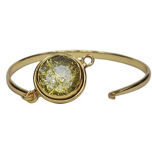 925 argent Sterling plaqué or AA qualité Cabochon doré rutile Quartz pierre précieuse fait à la main Unique réglable bracelet - Product Image 1