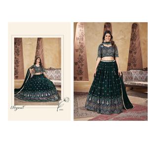 ชุด georgette lehenga choli เย็บอย่างหรูหราพร้อมการปักหนาและจับคู่ dupatta สำหรับงานแต่งงานและงานปาร์ตี้ - Product Image 1