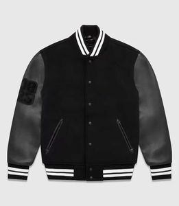 Chaqueta Varsity Letterman de alta calidad con mangas de cuero Chaqueta Varsity con logotipo personalizado para hombres - Product Image 6