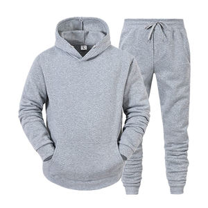 Ensemble de jogging sportif réversible et écologique pour hommes, pull à manches longues, survêtement à capuche, gris, taille XL, respirant - Product Image 1