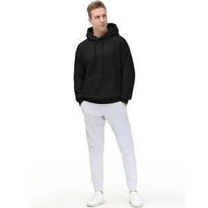 100% Cotton <b>Fleece</b> Custom OEM Long Sleeve Oversized Pullover Hooded Sweatshirt Embroidered Pocket Breathable Solid Loose Fit <b>Men</b> - Product Image 2