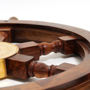 24-Inch Handcrafted Wooden <b>Ship</b> <b>Wheel</b> Classic Nautical Maritime Decor for Home or Office Painted Technique Coastal Style - Product Image 5