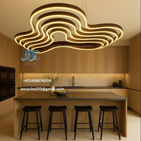 Candelabro de nube LED ondulado artístico personalizable, luz de techo abstracta, altura ajustable fácil de colgar para habitaciones de Hotel para Emiratos Árabes Unidos