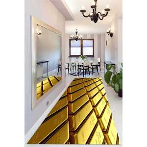 Alfombra Dorada Estampada - Alfombra Moderna con Detalles de Barras Doradas para Decoración del Hogar, Alfombra de Terciopelo - Product Image 4