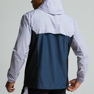 Veste de pluie imperméable sur mesure, légère, en polyester et nylon, fermeture éclair intégrale, blocs de couleur, coupe-vent pour homme - Product Image 2