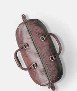 Sac de voyage de luxe en cuir véritable gaufré crocodile bordeaux avec fermeture éclair, idéal pour le week-end, les voyages, la gym, le sport et les séjours d'une nuit - Product Image 3