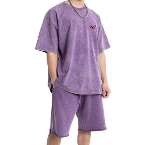 Gran oferta, conjuntos de camisa con logotipo personalizado para hombre, colección de invierno informal con lavado ácido con pantalones cortos de patrón sólido disponibles al por mayor - Product Image 1