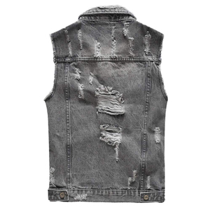 Gilet en denim de haute qualité personnalisé pour hommes vente en gros gilet en denim respirant pour hommes vêtements décontractés - Product Image 2