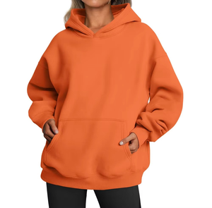 Femmes hiver personnalisé imprimé sweats à capuche surdimensionné chute épaule manches haute qualité épais tricoté à capuche avant Logo polaire - Product Image 5