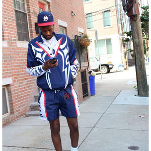 <b>Windbreaker</b> Nylon Half Zip Jacket Shorts Set Sublimation Print Lightweight Summer Sports Two Piece Outfit - Product Image 1