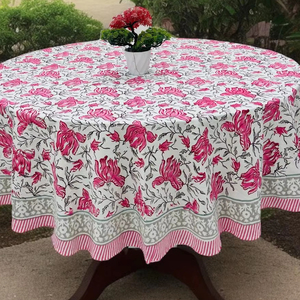 Nappe en coton Boho de luxe rose imprimé floral indien bloc couverture de cuisine à manger pour pendaison de crémaillère cadeau de pendaison de crémaillère Unique - Product Image 3