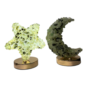 Lámpara de Cristal Natural de Amatista con Forma de Luna y Estrella, Lámpara de Cristal Curativa, Luz Nocturna, Cristal de Prehnita, Fluorita Malty, Artesanía de Cristal Malty - Product Image 3