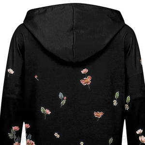 Premium Black Terry Winter Women's <b>Sublimation</b> <b>Hoodie</b> Quick Dry Breathable Long Sleeves Drawstring Hooded for Casual Active Wear - Product Image 4