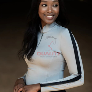Haut d'équitation tissu extensible respirant Élégant athlétique équestre femmes évacuation de l'humidité conception légère et confortable - Product Image 3