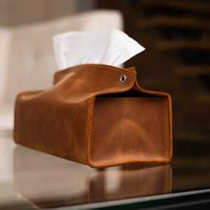 Boîte à mouchoirs en cuir haut de gamme ALW avec logo personnalisé Couverture en cuir haut de gamme et élégante Caractéristique suspendue Fabricant OEM ODM - Product Image 1