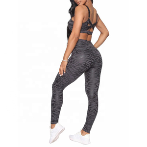 Custom Printing Sports Bra Set High Quality Yoga <b>Leggings</b> High Waist Sportswear <b>Women</b> Yoga Set with OEM Service - Product Image 4
