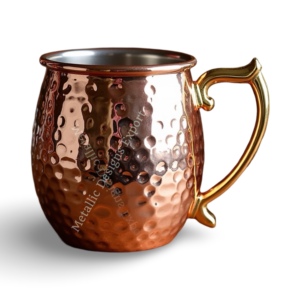 Mule de Moscou en cuivre martelé vintage de 14oz, tasse écologique avec poignée en laiton et métal orné pour les fêtes et les cadeaux. - Product Image 1