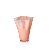 Vase en verre rose blush à volants, décoration élégante pour la maison, récipient à fleurs, centre de table pour le salon
