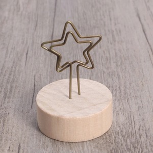 Wooden Base Star Design <b>Card</b> Holder Decorative Wire Note Photo Clip Stand for Events Tabletop Wedding or Office Display - Product Image 2