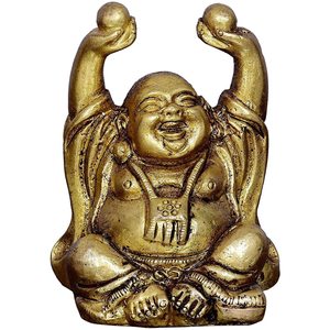 Bouddha rieur en laiton fait main, design Feng Shui, matériau et style uniques, décoration d'intérieur, produit très demandé - Product Image 1