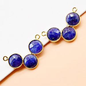 Collar de doble fianza de Plata de Ley 925 con bisel de granate redondo, colgante de piedra preciosa de oro Vermeil para la fabricación de joyas - Product Image 3