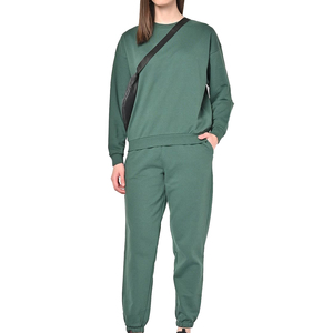 Ensemble de survêtements de jogging en coton uni imprimé pour femmes slim personnalisé deux pièces vêtements d'hiver avec pantalon - Product Image 1