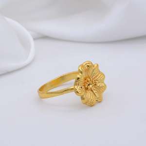 Flower Brass Dainty <b>Ring</b> 18k Gold Plated <b>Statement</b> Wholesale <b>Ring</b> For Women - Product Image 2