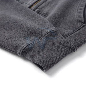 Sudadera con capucha informal con cremallera, efecto desgastado por el sol, para hombre, estilo urbano relajado, para uso diario y actividades al aire libre. - Product Image 6