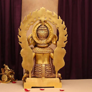 Estatua de ídolo Ganesha dorada hecha a mano de 9 pulgadas, diseño tradicional, pieza decorativa de latón para decoración de hogar, oficina o templo - Product Image 3