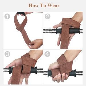 Sangles de levage en cuir avec logo personnalisé pour la musculation, la force athlétique et les entraînements intensifs - Product Image 3
