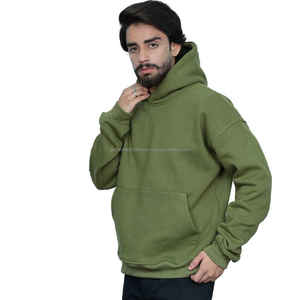 Sudadera con Capucha de Felpa Técnica Color Caqui Esencial para Hombre, Sin Aranceles, Mezcla de Algodón Premium, Cómoda y Personalizable - Product Image 2