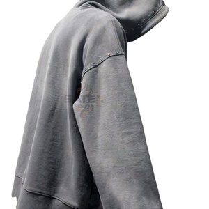 Unique Style Custom Acid Wash Rhinestone Embroidered Oversized Fit Sun Faded Zipper Eco-Friendly High Quality <b>Material</b> - Product Image 3