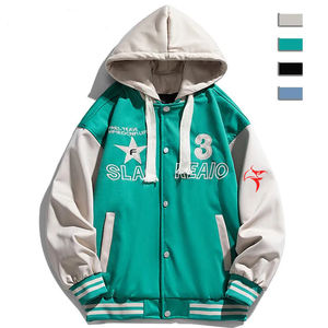 Vestes de baseball Letterman Varsity avec logo brodé personnalisé pour hommes Blouson bombardier universitaire à manches en cuir teint uni - Product Image 4