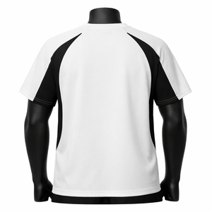 Camiseta Deportiva para Hombre con Paneles en Contraste, Estilo Raglán, Personalizable, Blanca y Negra, Transpirable, de Poliéster, para Entrenamiento en el Gimnasio - Product Image 2