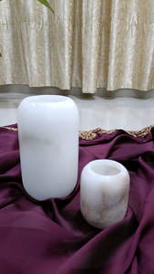 โถเทียนโอนิกซ์อลาบาสเตอร์หรูหราตกแต่งบ้านโคมไฟหินและที่วางเทียนสำหรับไฟชา Eid Mubarak - Product Image 4