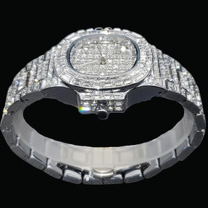 Montre à mouvement à quartz pour homme, style Hip Hop, entièrement sertie de diamants de laboratoire VVS de clarté supérieure, taille brillant, affichage intelligent - Product Image 3