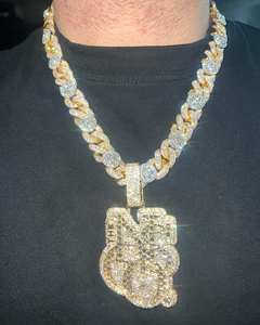 Colgante de plata 925 con nombre de letra personalizado, joyería redonda de moissanita con diamantes de hip hop, collar con nombre helado, regalo de cumpleaños - Product Image 3