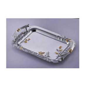 Plateau rond en métal lisse pour le Ramadan, parfait pour ranger les boissons, les collations et les assiettes en un seul endroit pratique - Product Image 2