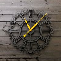 Horloge murale de style vintage avec mouvement à quartz grands motifs ronds décoratifs pour salon chambre bureau