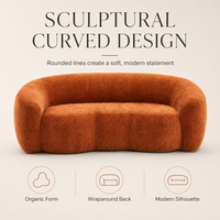Canapé moderne incurvé au design arrondi, en tissu doux, avec assise profonde, confortable, pour salon, chambre à coucher, chambre d'amis, meubles