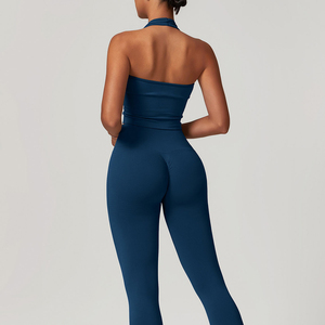 Conjunto de yoga transpirable Venta al por mayor Fitness Athletic Mujeres Gimnasio Ropa deportiva 2 piezas Deporte Yoga Conjuntos - Product Image 4