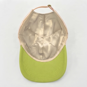 Casquette de baseball unisexe 6 panneaux rose et vert citron, ajustable, en toile de couleur unie, pour un usage décontracté printemps-été, avec intérieur en satin de soie - Product Image 5