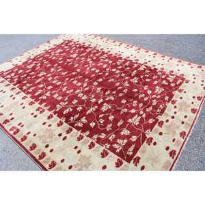Alfombra Turca de 8.2x9.9 pies, Alfombra Vintage, Alfombra de Lana con Rayas Rojas - Product Image 3