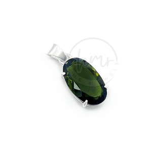 Colgante de moldavita natural, piedra preciosa ovalada certificada, Plata de Ley 925, hecho a mano, Tektite checo, curación, venta al por mayor, joyería de moldavita - Product Image 2