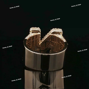 Anillo con Letra N con Incrustaciones de Diamantes, Estilo Hip Hop, Anillo Inicial del Alfabeto, Tono Plateado, Joyería de Moda para Hombre y Mujer, Regalo - Product Image 4