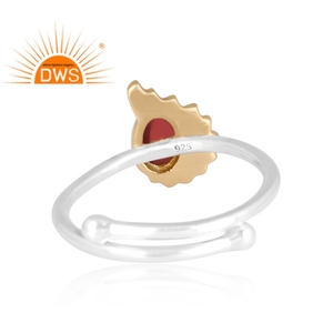 แหวนพลอยโกเมนธรรมชาติเงินสเตอร์ลิงแบบวางซ้อนกันได้ผู้ผลิตเครื่องประดับตามสั่ง - Product Image 4