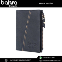 Dompet Pria Kulit Asli RFID Vintage Lipat Tiga Desain Jahitan Katun Panjang Pendek, Dapat Disesuaikan, Laris Manis