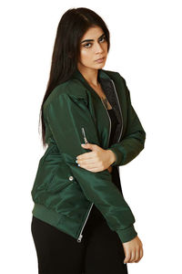Blouson aviateur d'hiver en toile respirante en gros pour femmes avec tissage non tissé à motif solide 100% polyester - Product Image 4