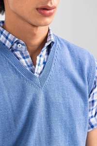 Pull en maille épaisse ample en coton 100% pour homme, col rond, couleur unie, avec logo sur le devant - Product Image 4