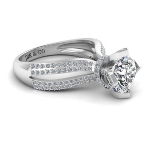 À la mode 2.00 Ct diamant rond 925 bague Lotus en argent Sterling pour les femmes bague de fiançailles de mode de luxe chez JBR bijoutier - Product Image 2